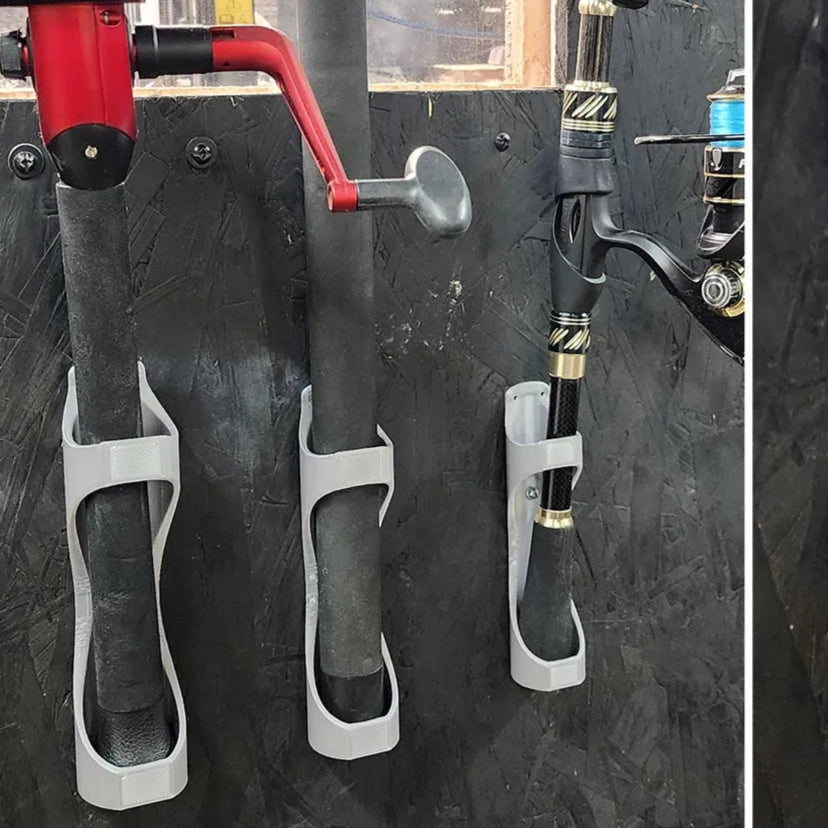 Universal Single Vertical Fishing Pole Holder Wall Mount - Fits ANY Size (30mm-39mm) 3-Pack