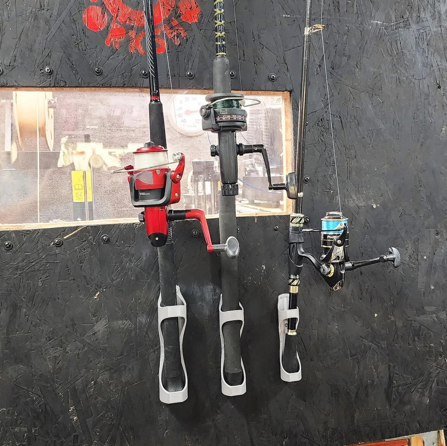 Universal Single Vertical Fishing Pole Holder Wall Mount - Fits ANY Size (30mm-39mm) 3-Pack