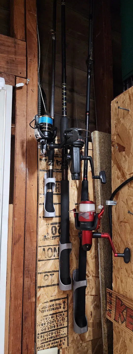 Universal Single Vertical Fishing Pole Holder Wall Mount - Fits ANY Size (30mm-39mm) 3-Pack