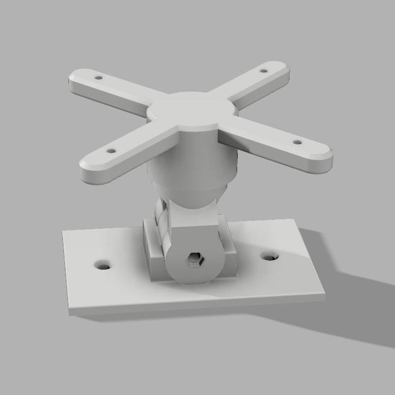 An adjustable white plastic mount for Unifi XGS wifi access point