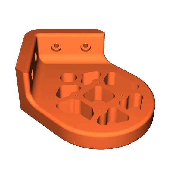 Orange plastic component on a white background
