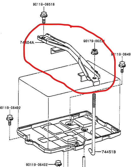 Lexus SC300 SC400 (1992–2000) Battery Hold Down Bracket | CF-PETG | Replaces 74404A