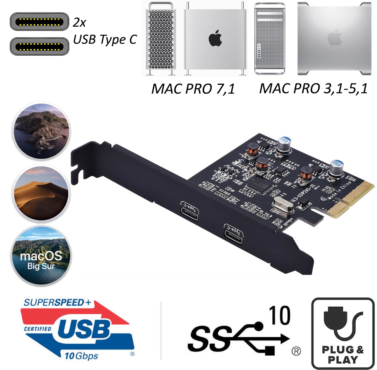 USB 3.1 Type C PCIe Adapter For Mac Pro