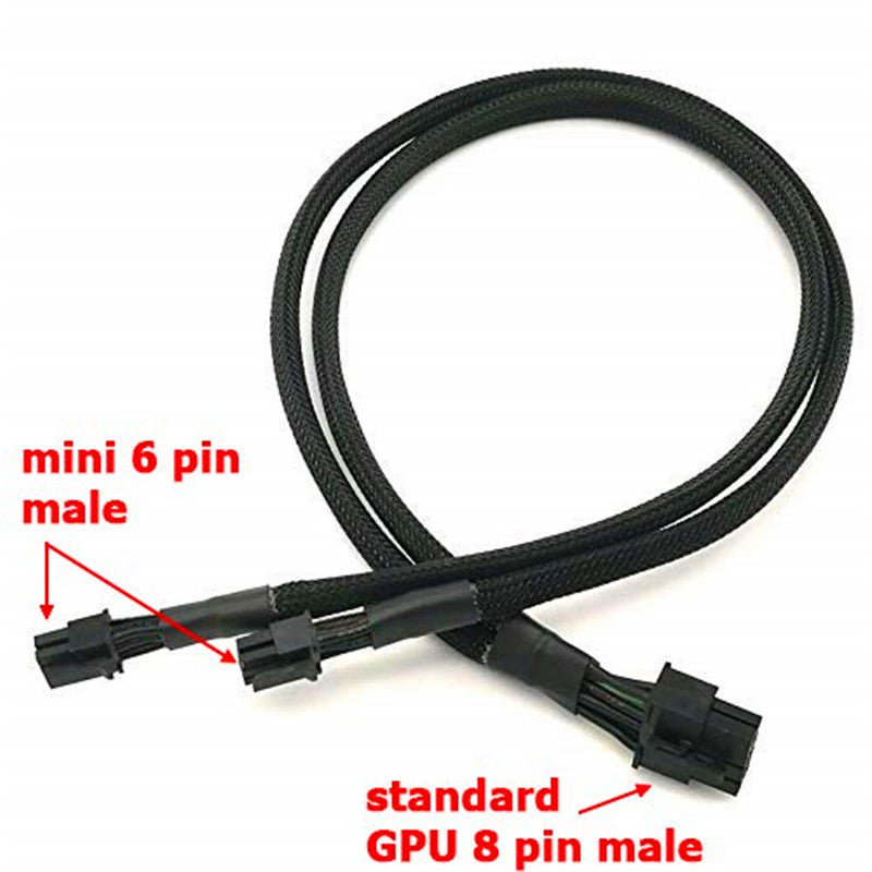 18 AWG Dual Mini 6 Pin to 8 Pin PCIE Express Braided Sleeved Cable for Mac Pro