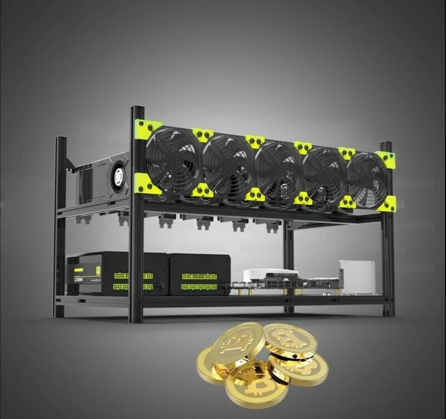 Veddha 6 GPU Miner Case Aluminum Stackable Mining Case Rig Open Air Frame
