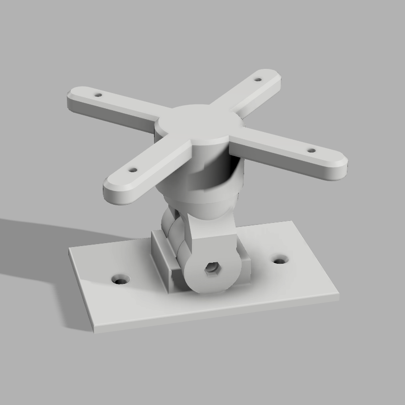 An adjustable white plastic mount for Unifi XGS wifi access point