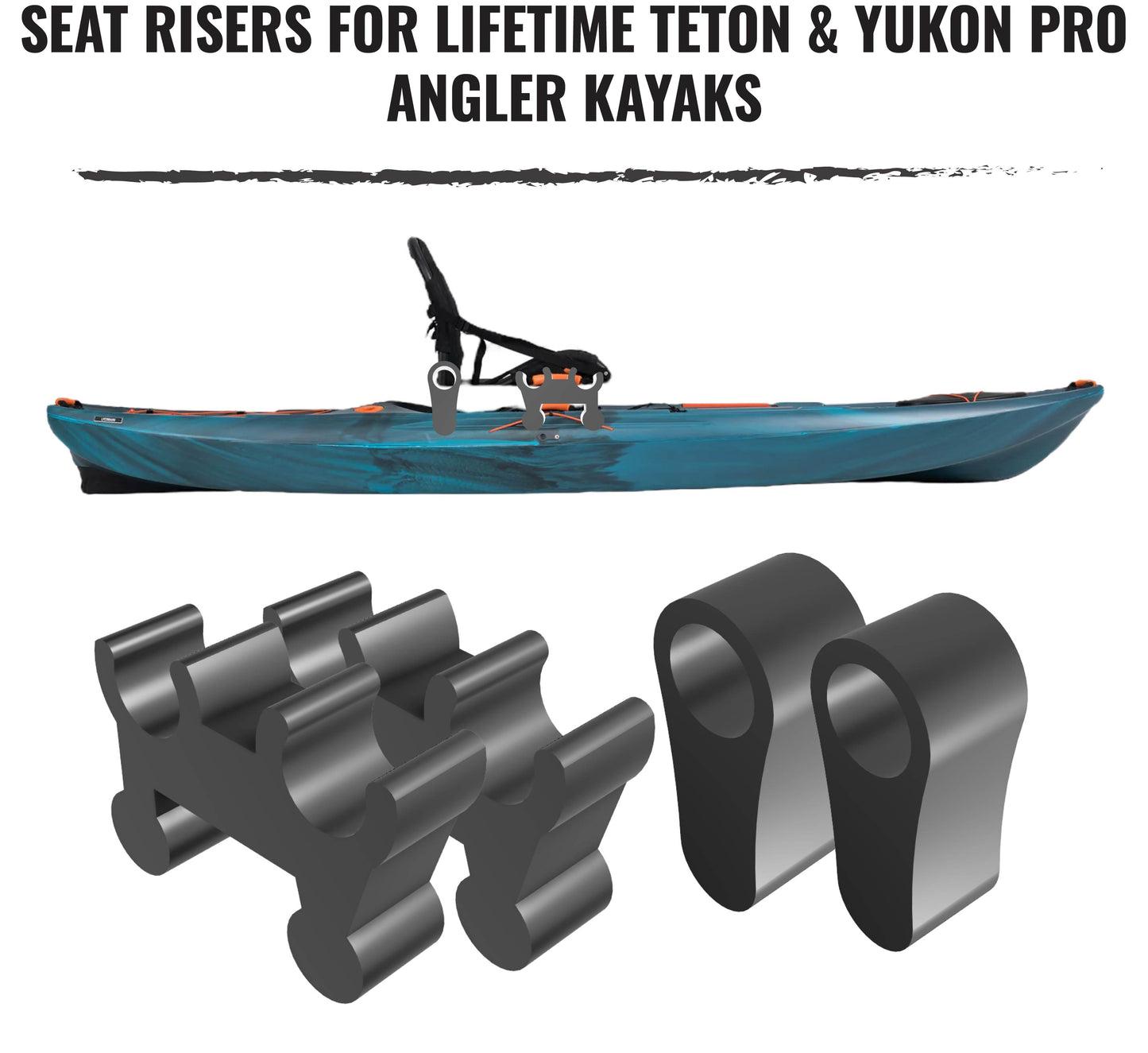Lifetime Yukon Angler 116 & Teton Pro Kayak Seat Risers - Adjustable Height for Increased Comfort and Performance