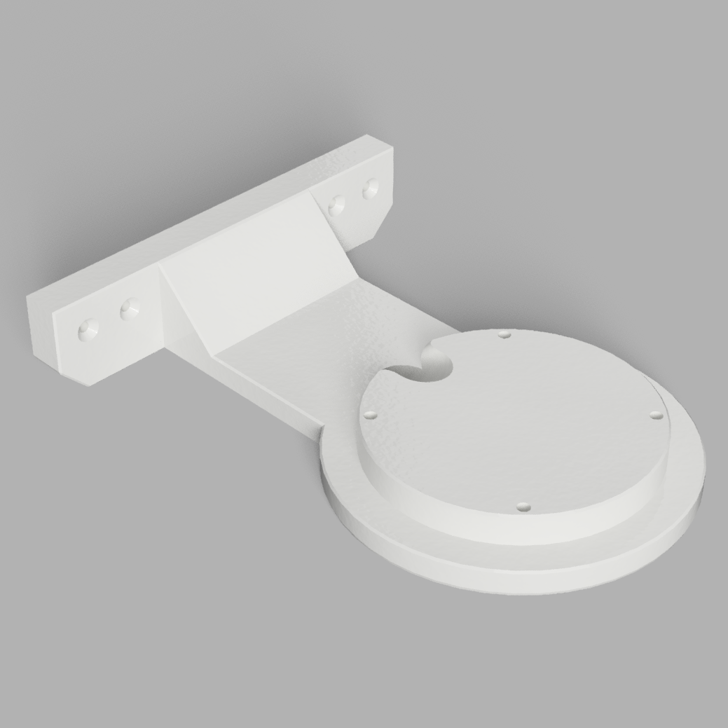 White metal bracket on a gray background