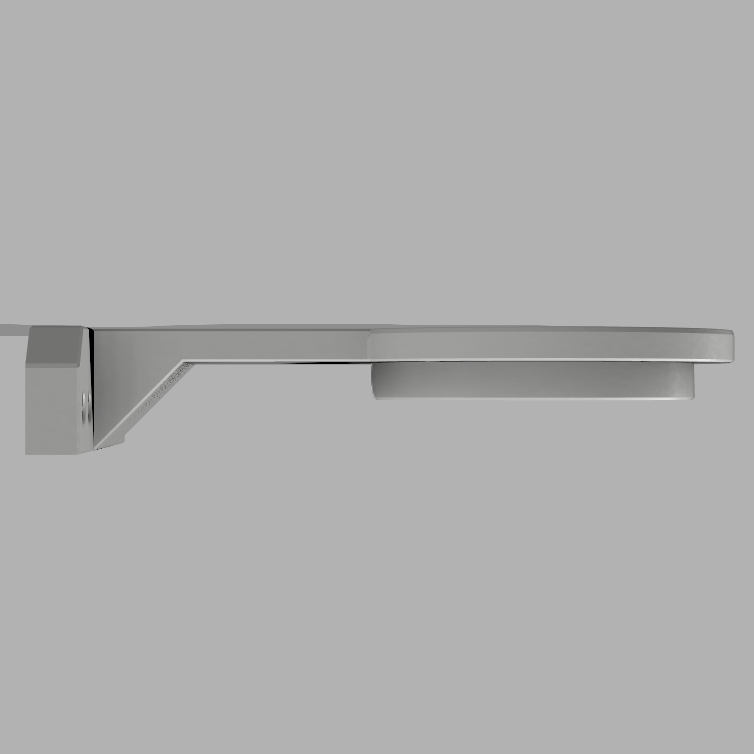 Metal shelf bracket on a gray background